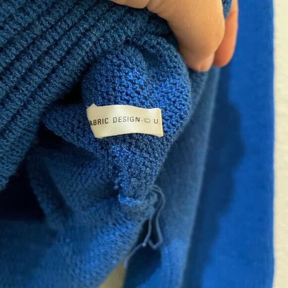 Vintage Blue Boat Neck Long Sleeve Flower Design Pullover Sweater Womens Small - Picture 5 of 6